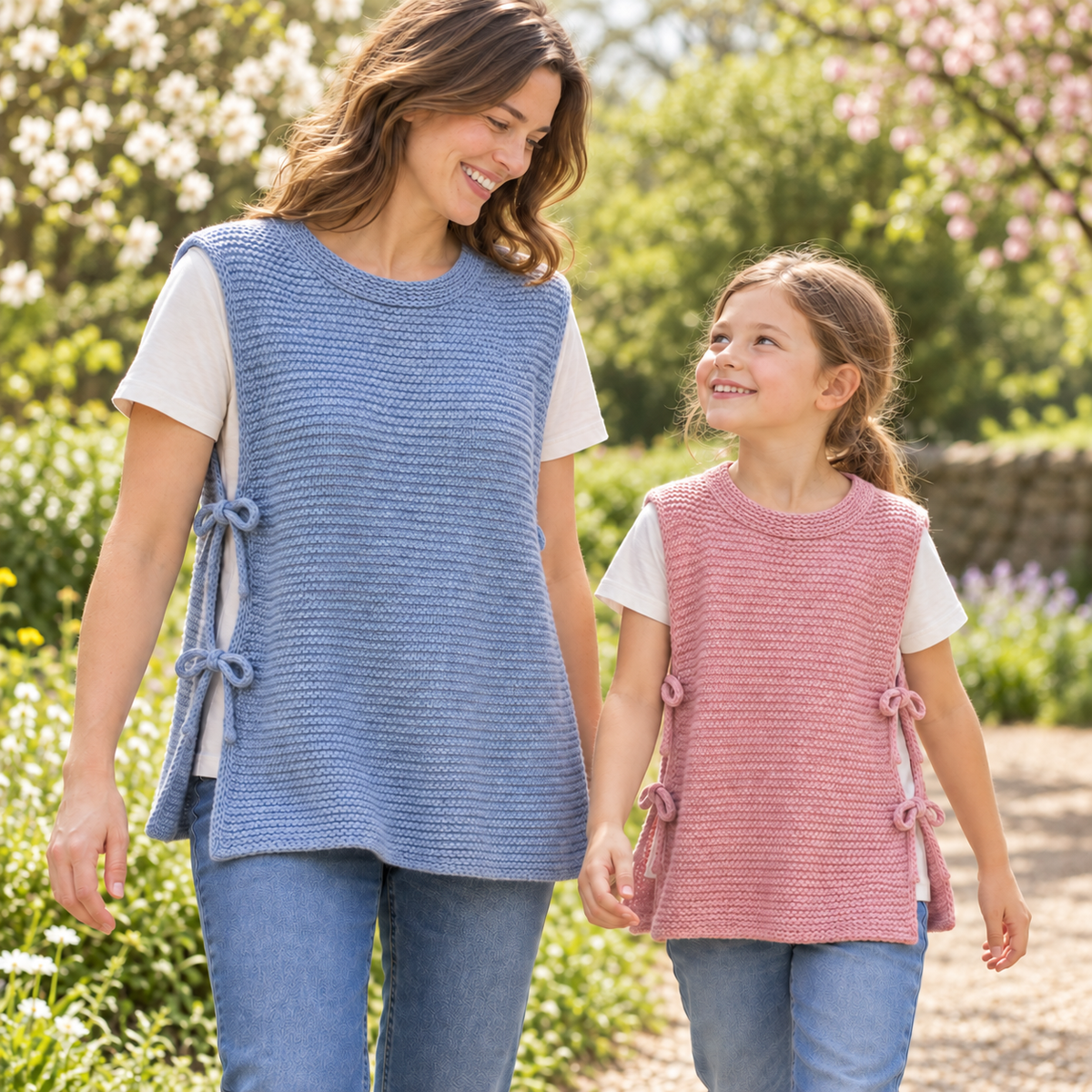 Side Tie Tabard Knitting Pattern PDF Easy Beginners DK Slipover Vest 5 - Adult