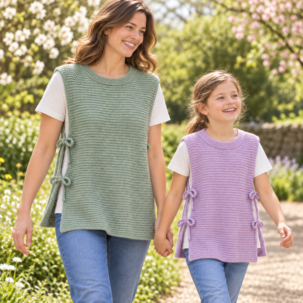 Side Tie Tabard Knitting Pattern PDF Easy Beginners DK Slipover Vest 5 - Adult