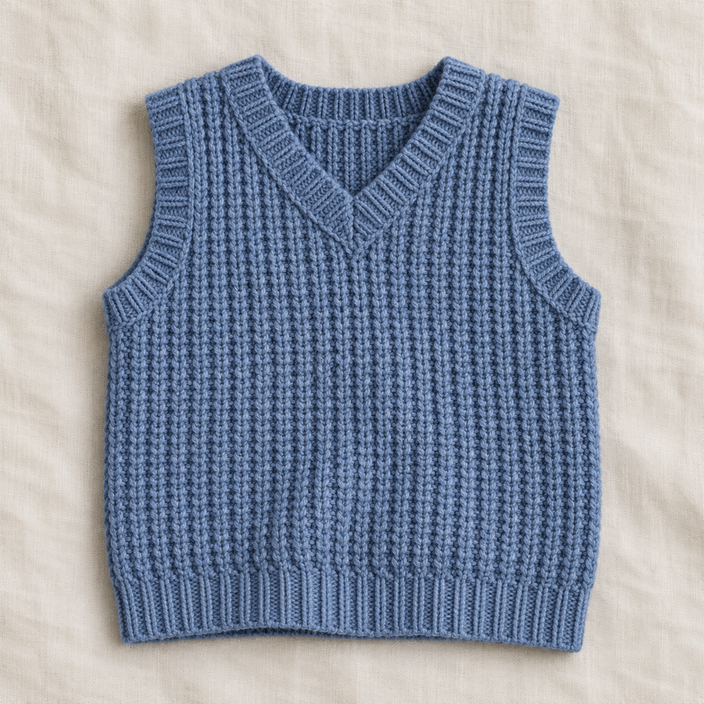 Fisherman’s Rib Slipover Knitting Pattern PDF Baby Toddler Vest 0 - 6 Years DK