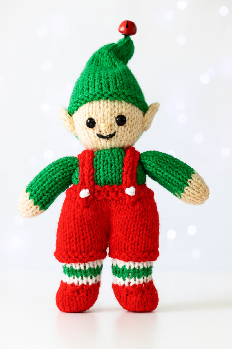 Girls Christmas Cardigan Knitting Pattern PDF & Pocket Elf Toy DK Age 1 - 12 years