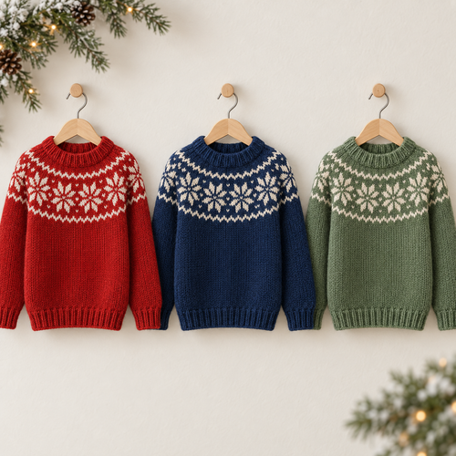 Children’s Snowflake Fair Isle Jumper Knitting Pattern PDF Chunky Ages 3–12