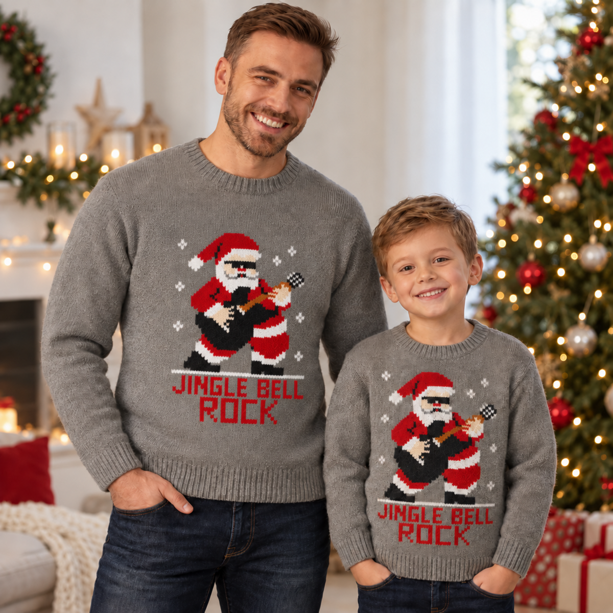 Jingle Bell Rock Santa Jumper Knitting Pattern PDF Child -Adult DK Christmas Jumper
