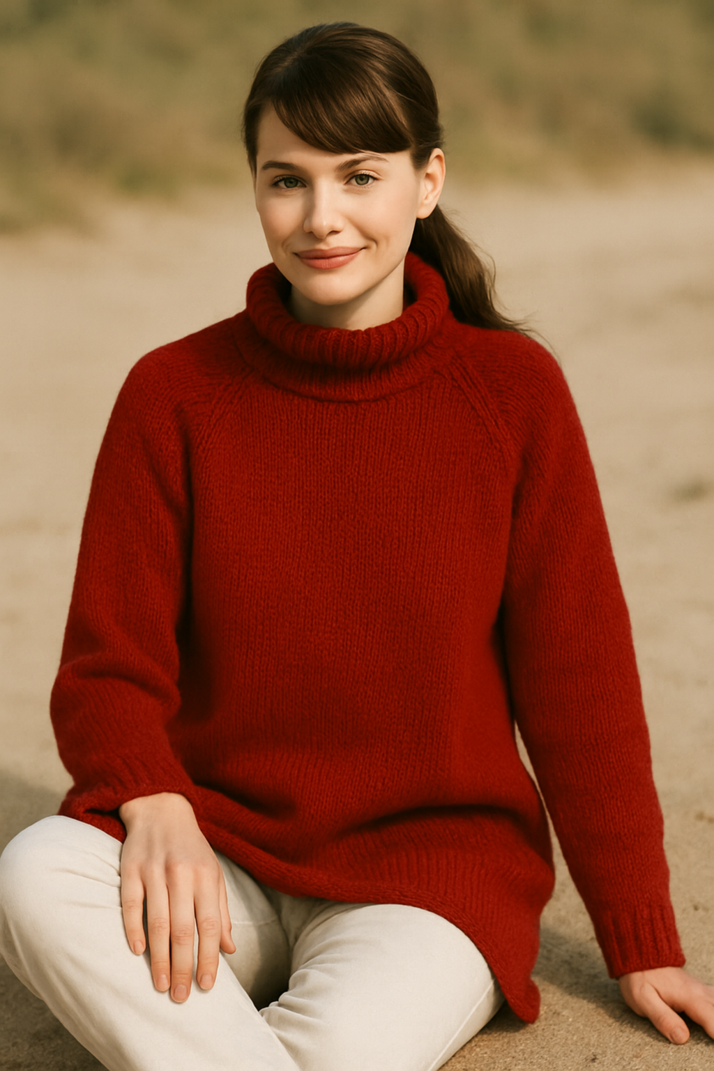 Women’s Loose Fit Polo Neck Tunic Knitting Pattern PDF Ladies Baggy Sweater DK
