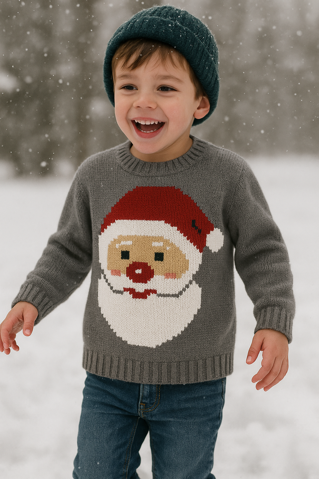 Santa Christmas Sweater Knitting Pattern PDF Childs Jumper DK Age 3mths - 7 years