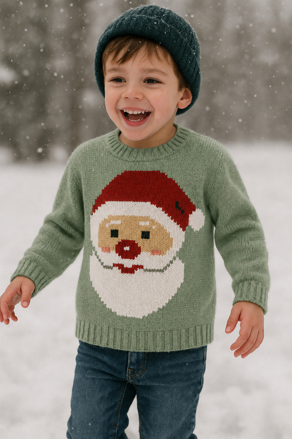 Santa Christmas Sweater Knitting Pattern PDF Childs Jumper DK Age 3mths - 7 years