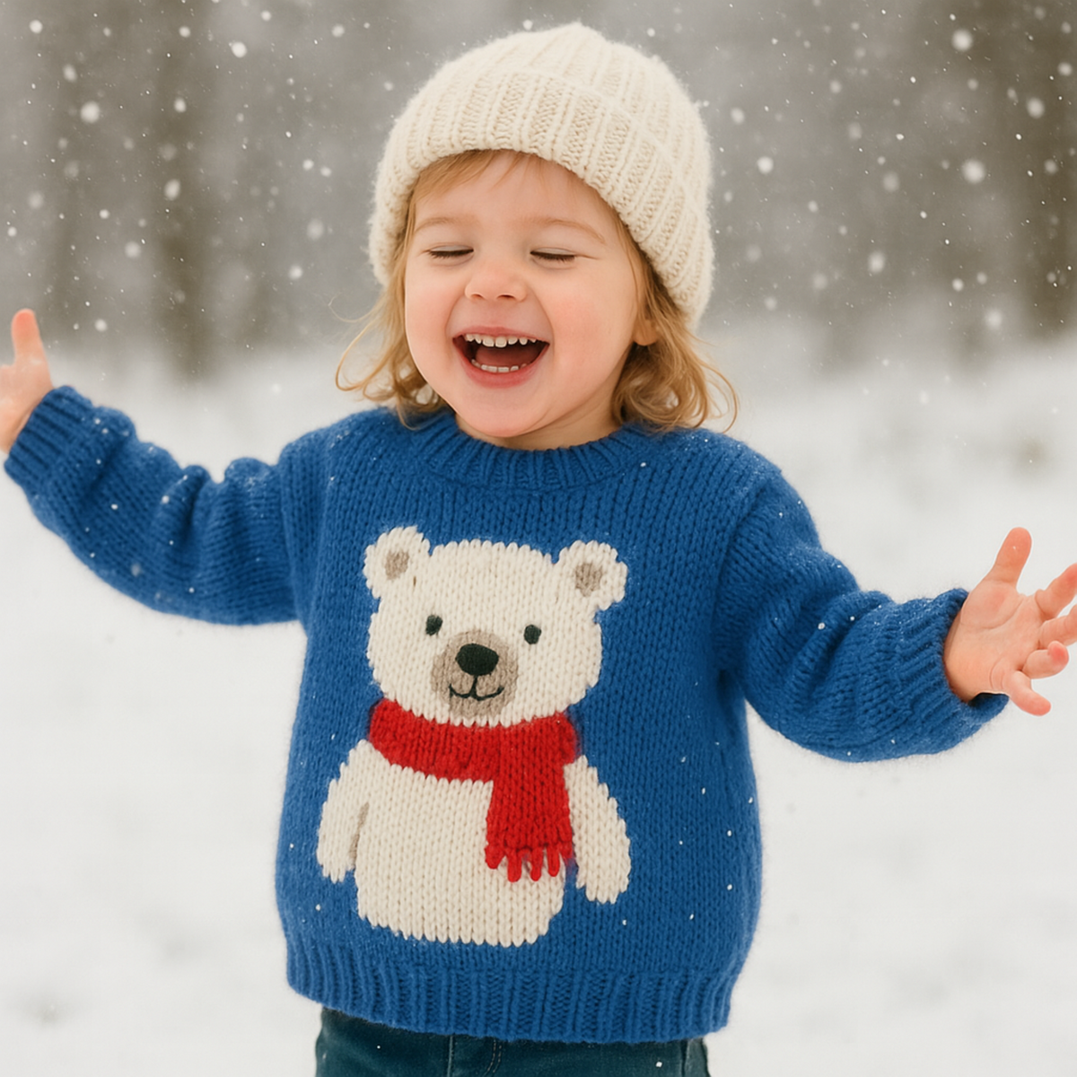 Baby Child Polar Bear Sweater Knitting Pattern PDF DK Christmas Jumper 3mths - 7 Years