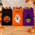 Halloween Gift Bag Knitting Pattern PDF Pumpkin Ghost and Witch Skull Designs Aran