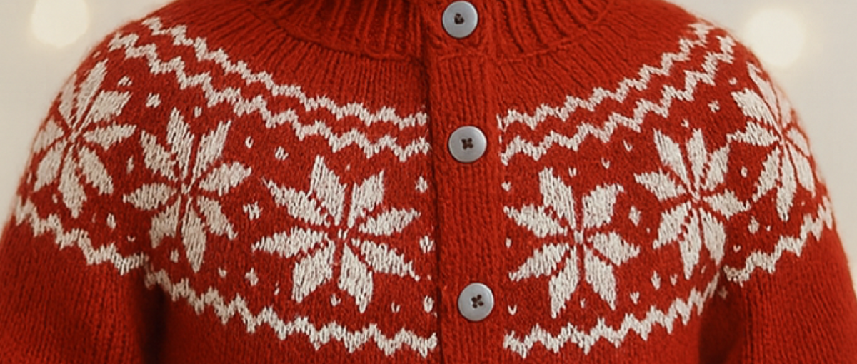 Child’s Snowflake Yoke Cardigan Knitting Pattern PDF Christmas Jacket Ages 1–5 Years