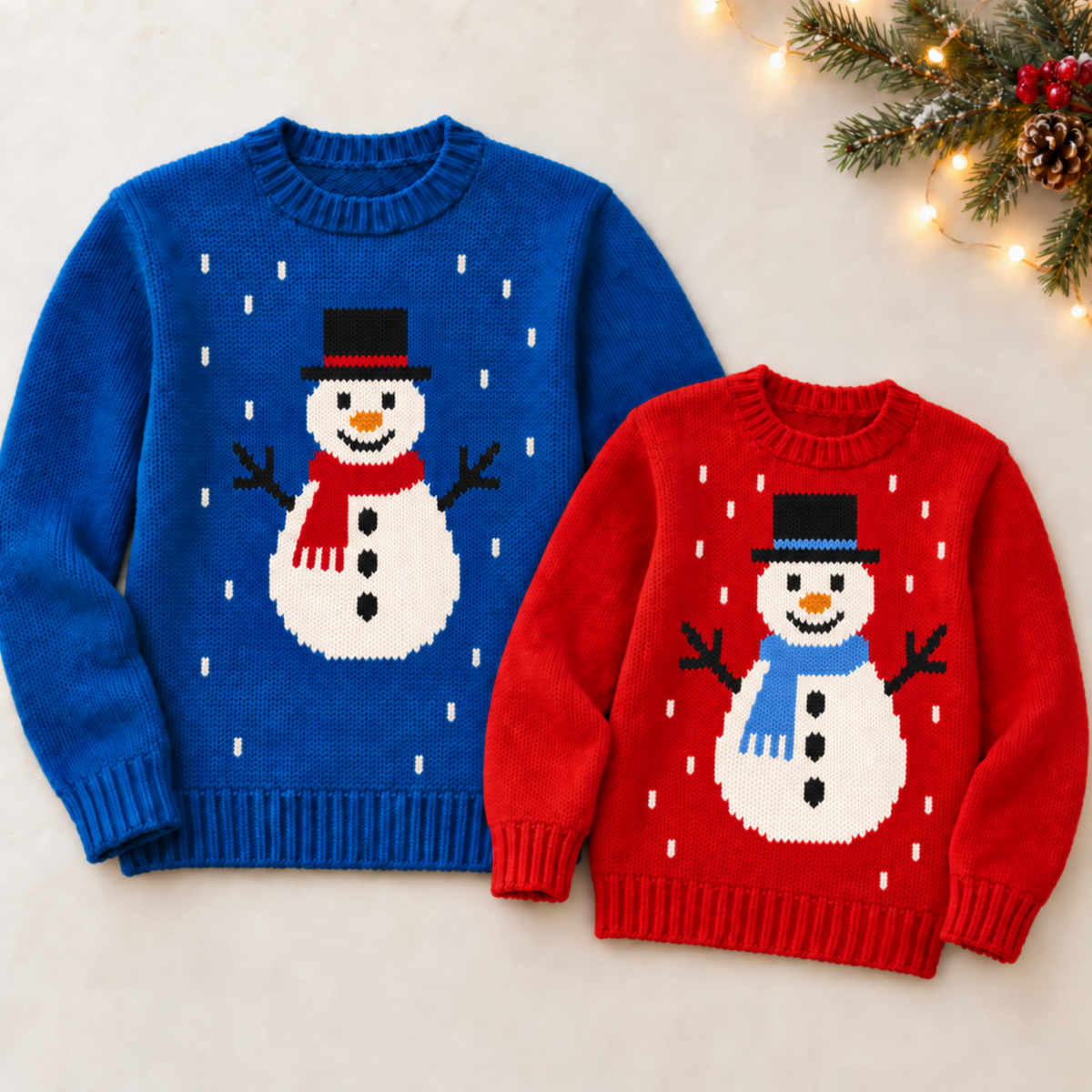 Family Snowman Christmas Sweater Knitting Pattern PDF Age 4 - Adult DK