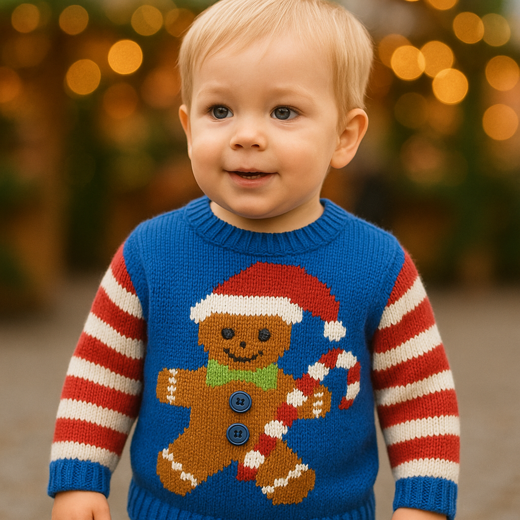 Gingerbread Man Sweater Knitting Pattern PDF Christmas Jumeper 3mths - 7 Years
