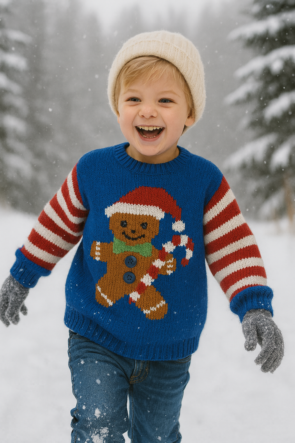 Gingerbread Man Sweater Knitting Pattern PDF Christmas Jumeper 3mths - 7 Years