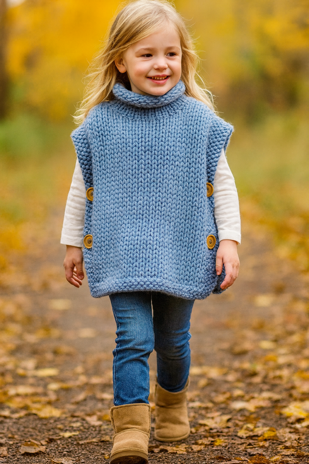 Children’s Tabard Poncho Knitting Pattern PDF  Super Chunky Easy Knit Ages 1–15 Years BB172