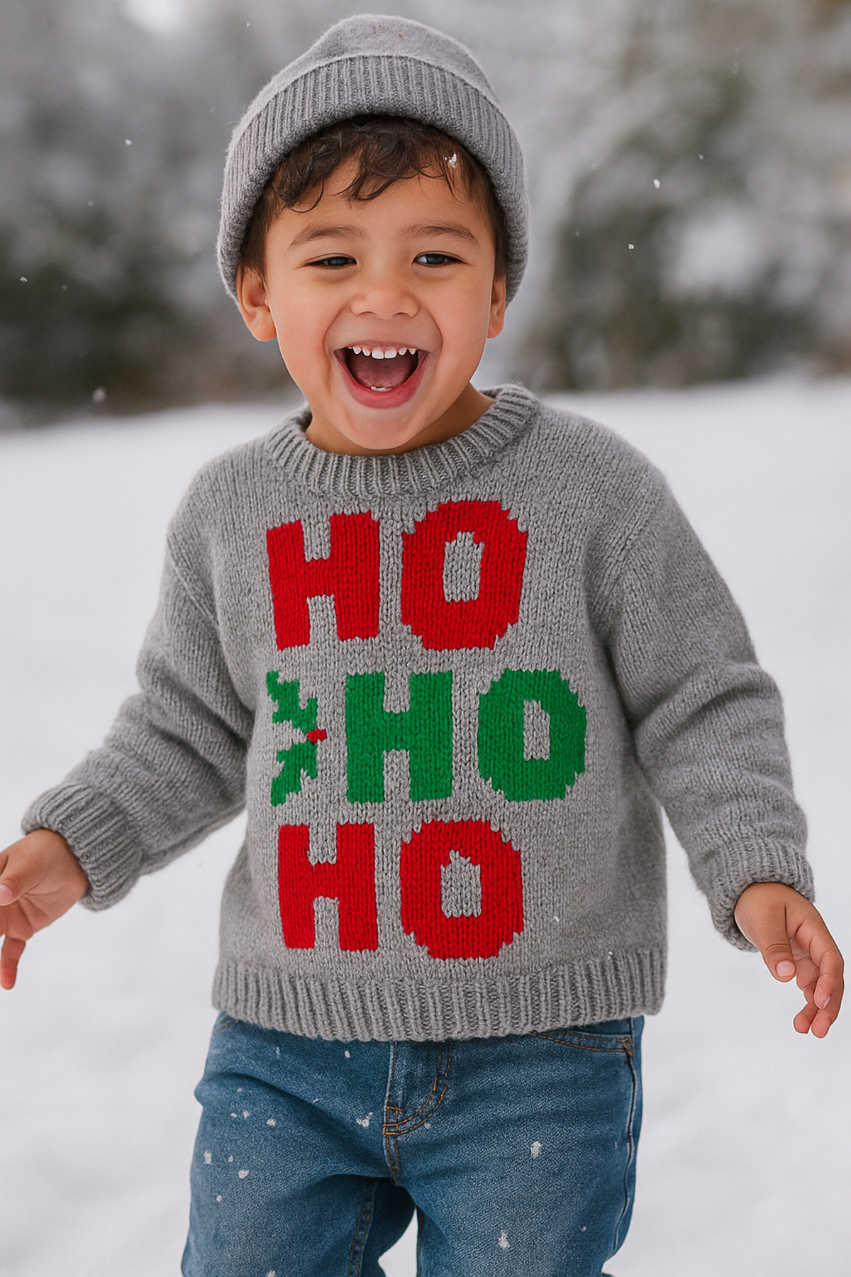 Child’s Ho Ho Ho Christmas Jumper Knitting Pattern PDF DK 6 Months–8 Years Sweater