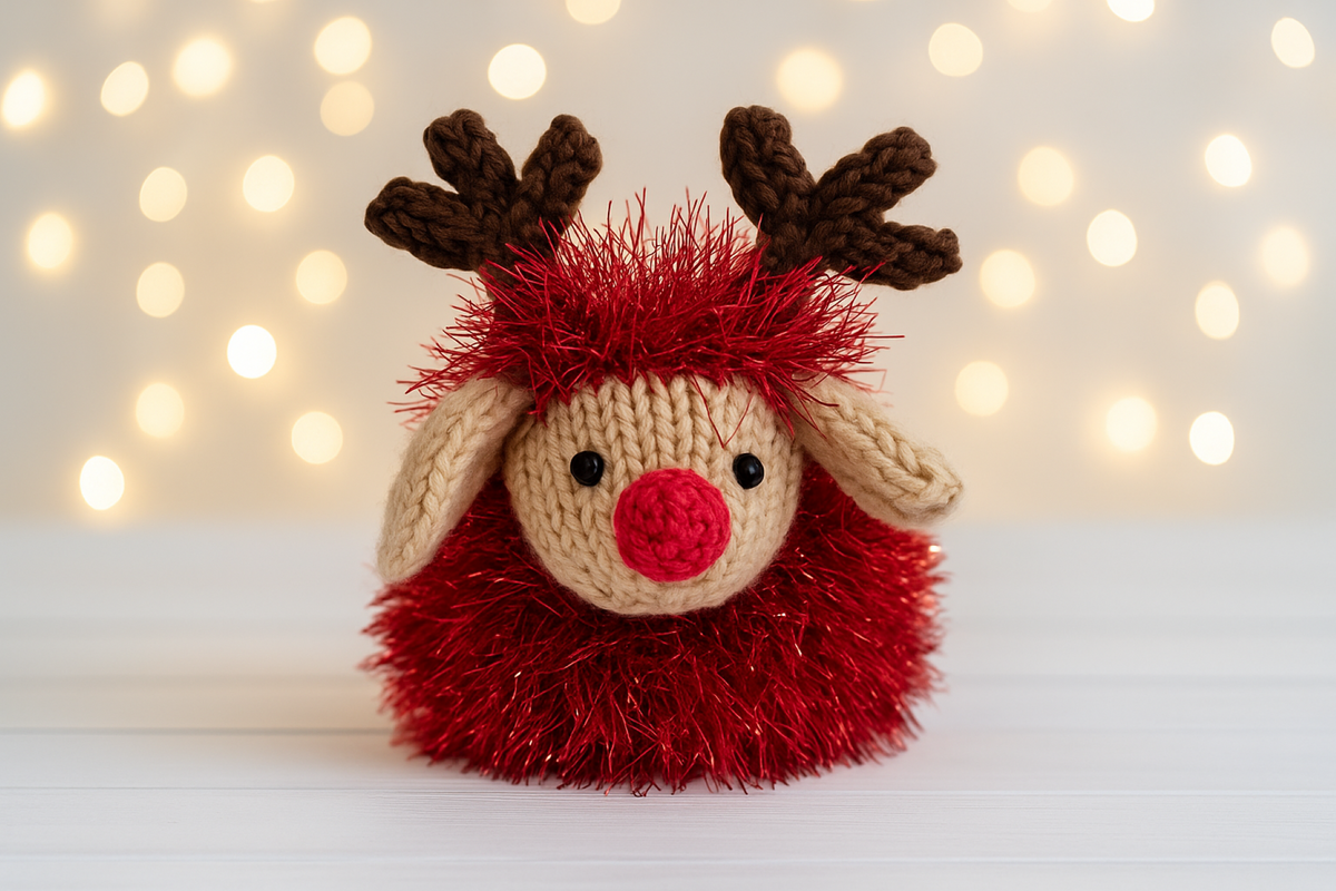 Reindeer Sheep Chocolate Orange Cover Knitting Pattern PDF DK Tinsel Chunky Yarn