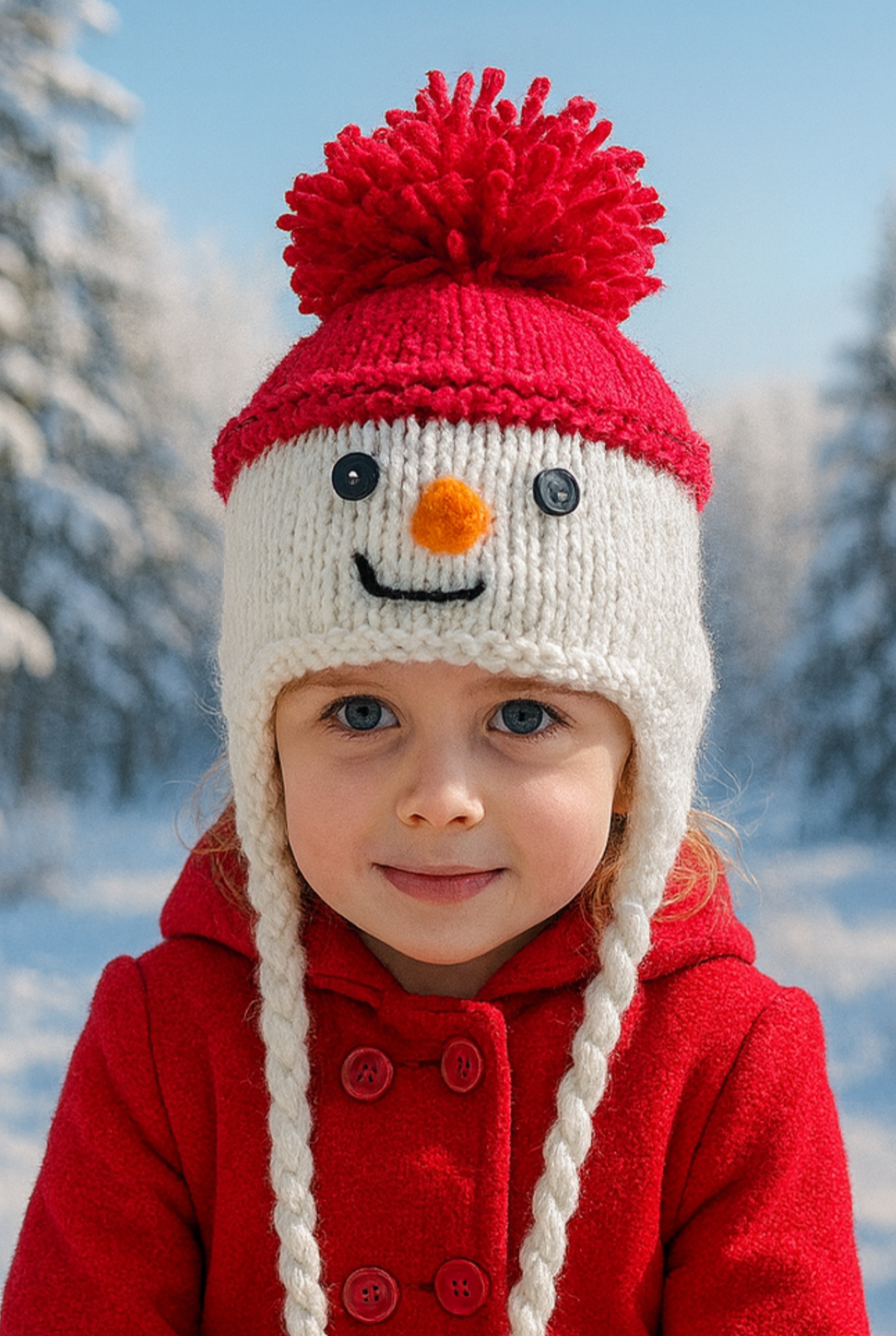 Easy Knit Chunky Snowman Earflap Hat Knitting Pattern PDF Age 2 - Adult