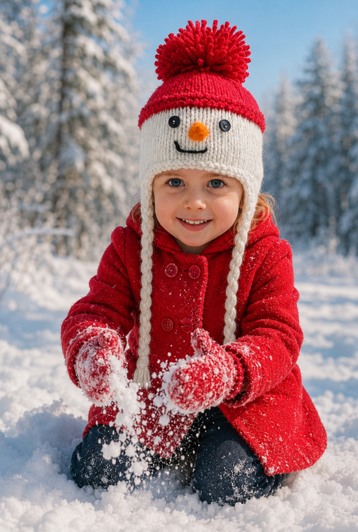 Easy Knit Chunky Snowman Earflap Hat Knitting Pattern PDF Age 2 - Adult