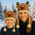 Chunky Reindeer Hat Knitting Pattern PDF Age 2 - Adult Novelty Christmas Helmet