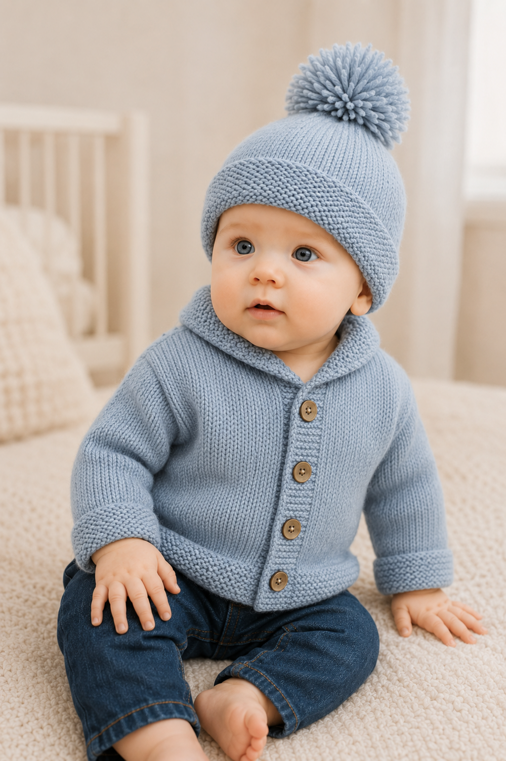 Easy Knit Baby Jacket & Hat Knitting Pattern PDF Premature - 12 months DK Beginners Cardigan