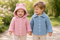 Knitting Pattern Easy Knit Baby Hooded Jacket with Ears Cardigan Beginners DK Age 0 - 6 yrs PDF Boys Girls