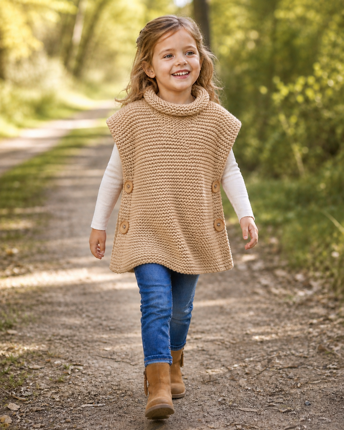 Easy Knit Childs Garter Stitch Tabard Knitting Pattern PDF Beginners Super Chunky Age 1 - 15 years Toddler Girls