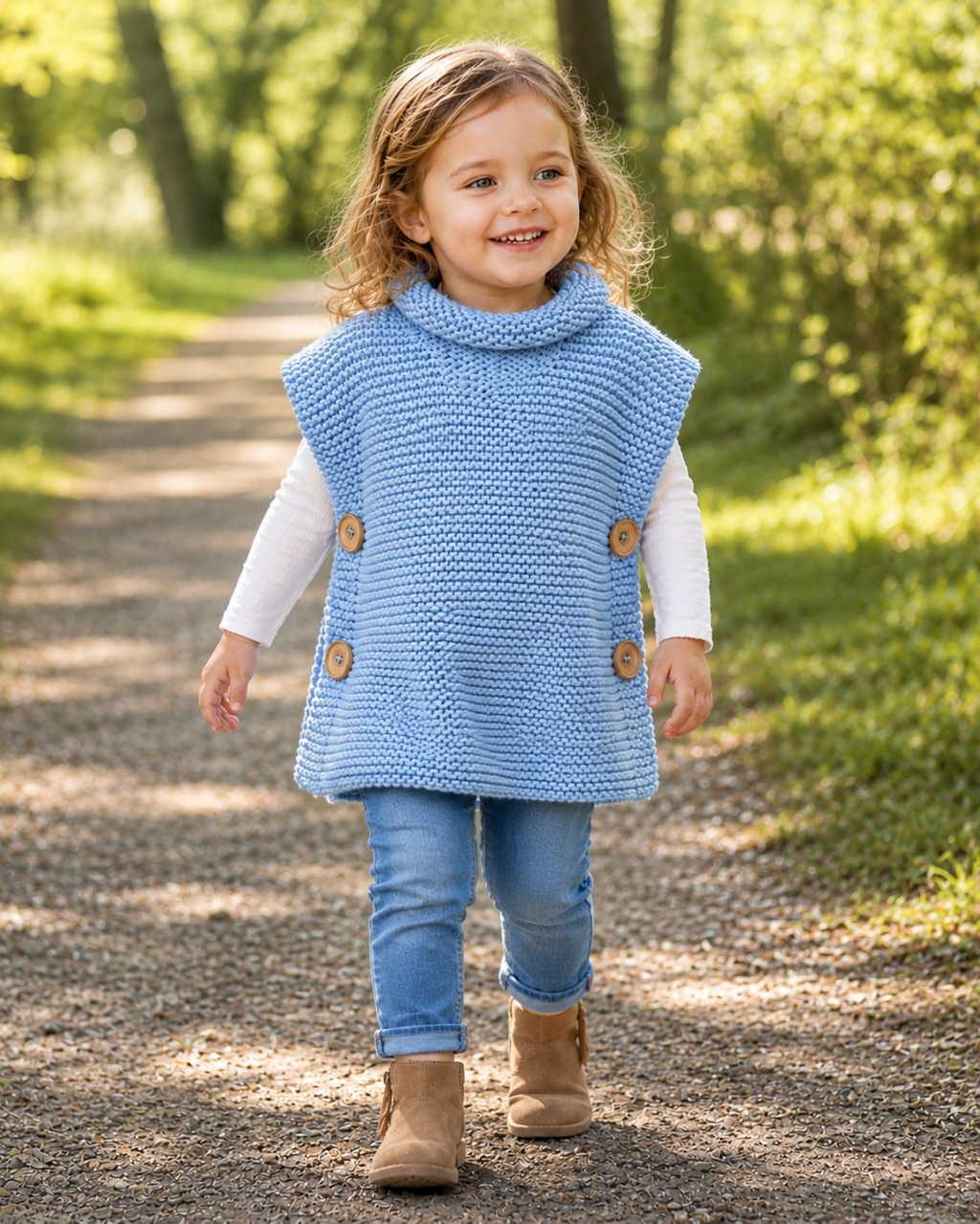 Easy Knit Childs Garter Stitch Tabard Knitting Pattern PDF Beginners Super Chunky Age 1 - 15 years Toddler Girls