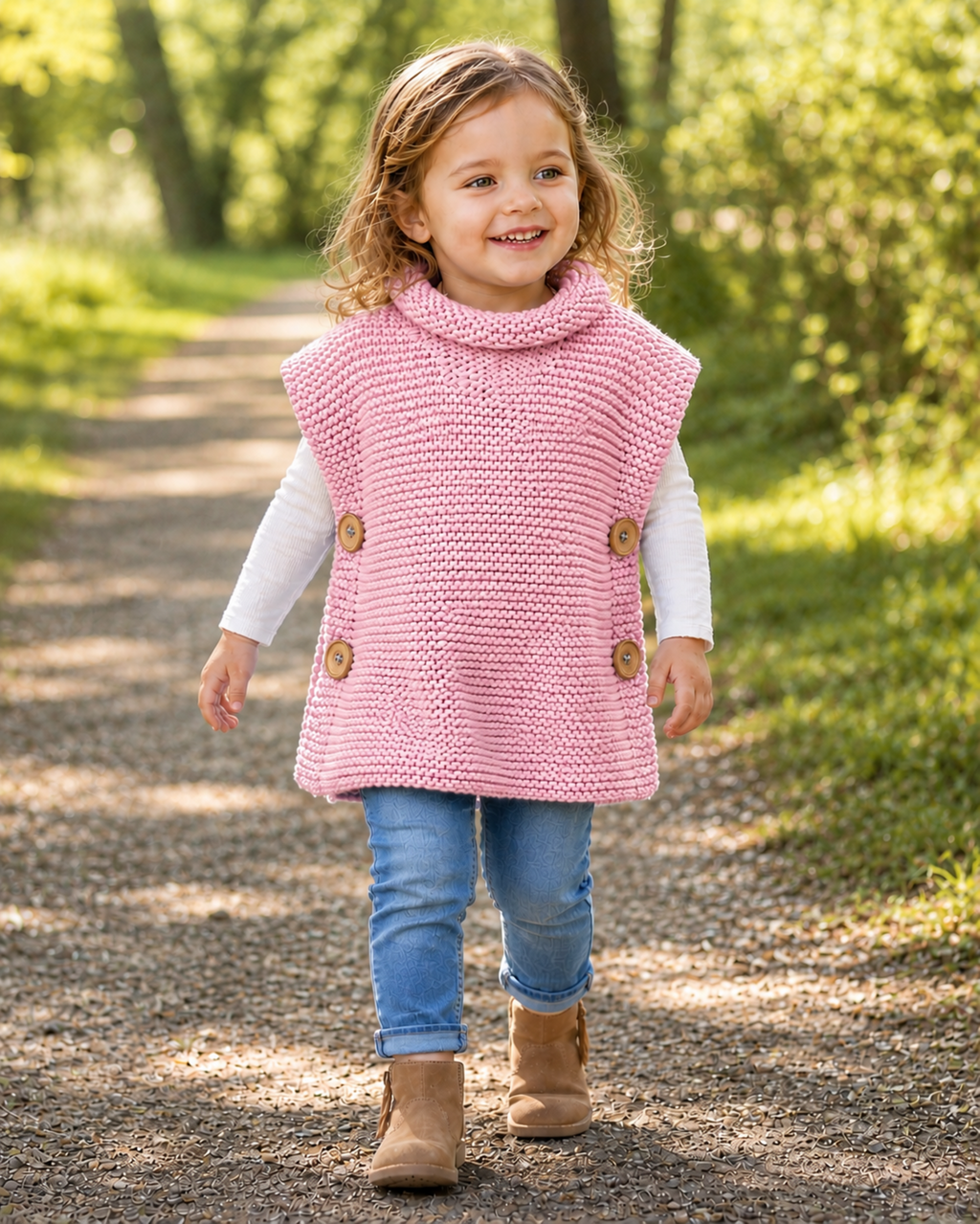 Easy Knit Childs Garter Stitch Tabard Knitting Pattern PDF Beginners Super Chunky Age 1 - 15 years Toddler Girls