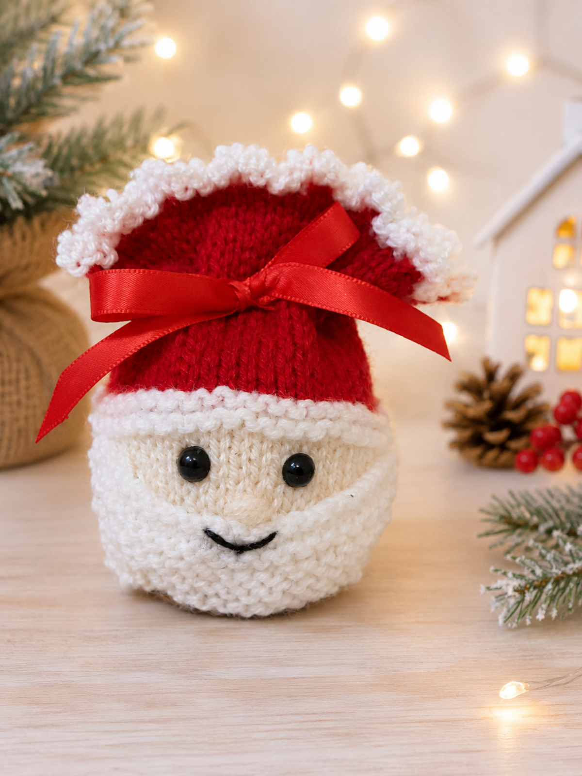 Santa Gift Bag / Chocolate Orange Cover Knitting Pattern PDF Christmas DK