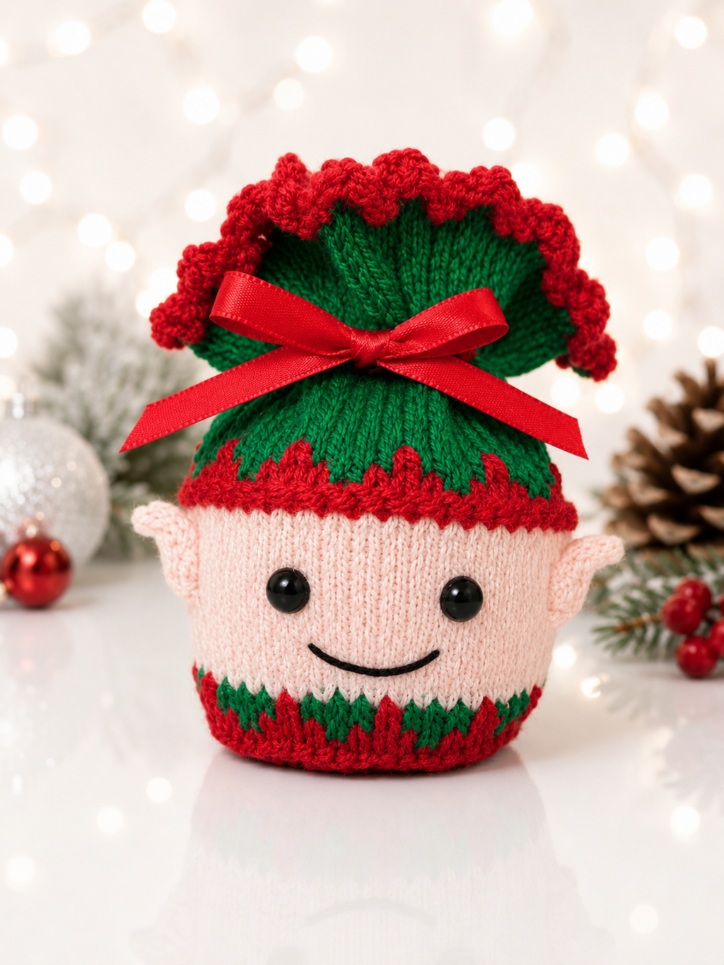 Elf Chocolate Orange Cover Knitting Pattern PDF Christmas Gift Bag DK