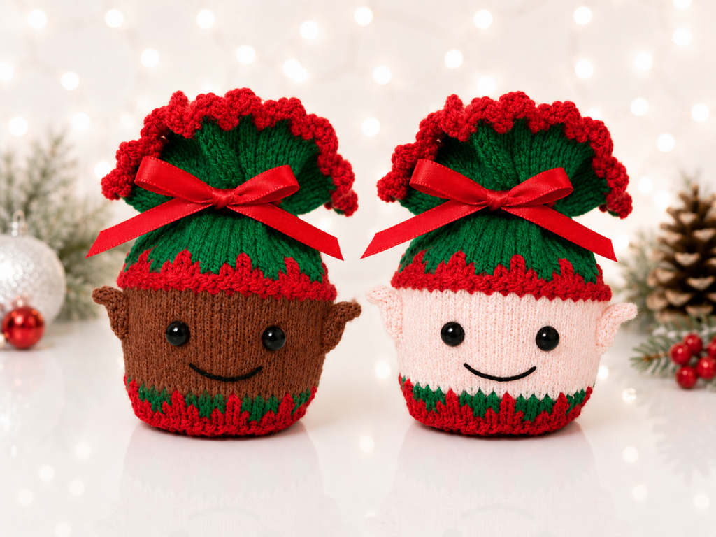 Elf Chocolate Orange Cover Knitting Pattern PDF Christmas Gift Bag DK