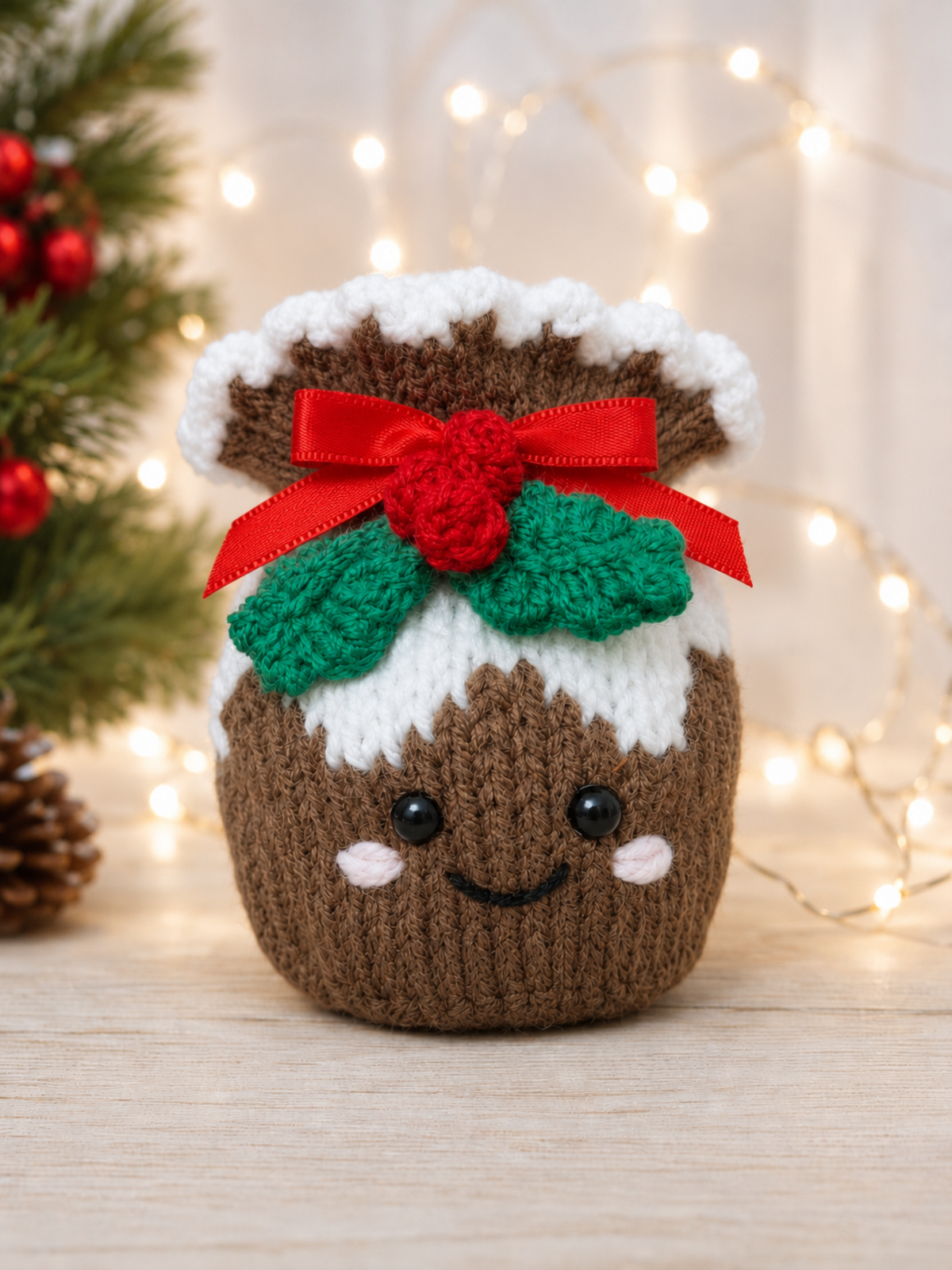 Christmas Pudding Chocvolate Orange Cover Knitting Pattern PDF Festive Gift Bag DK