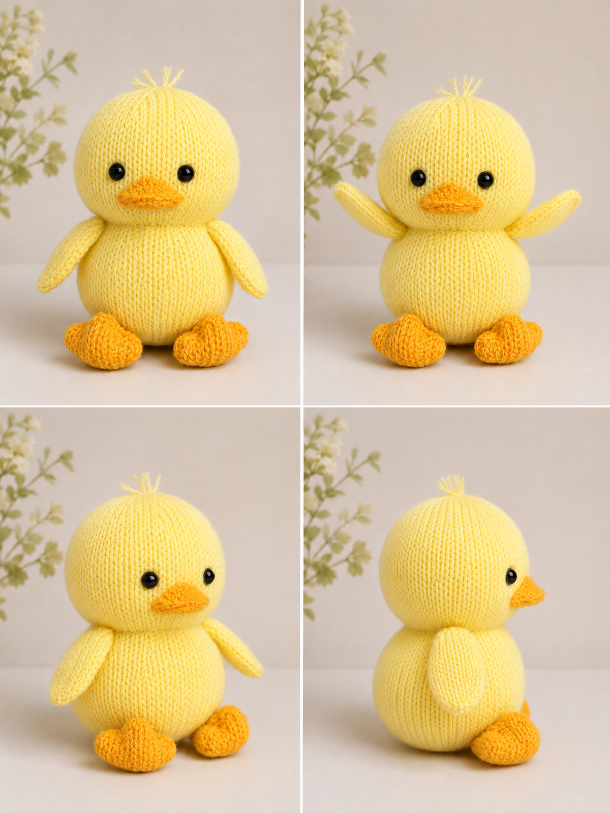 Cute Duck Toy Knitting Pattern Easter Duckling PDF Aran 25cm