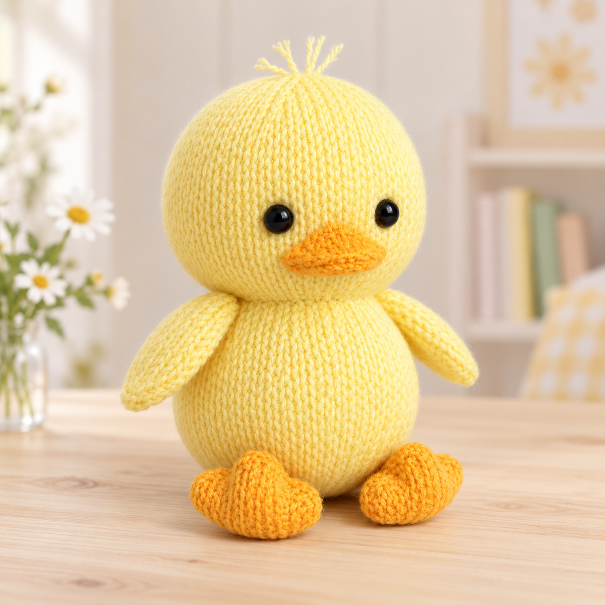 Cute Duck Toy Knitting Pattern Easter Duckling PDF Aran 25cm