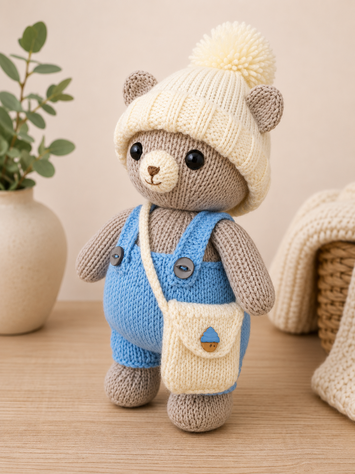 Blueboo Teddy Bear Toy Knitting Pattern PDF DK 28cm BB208