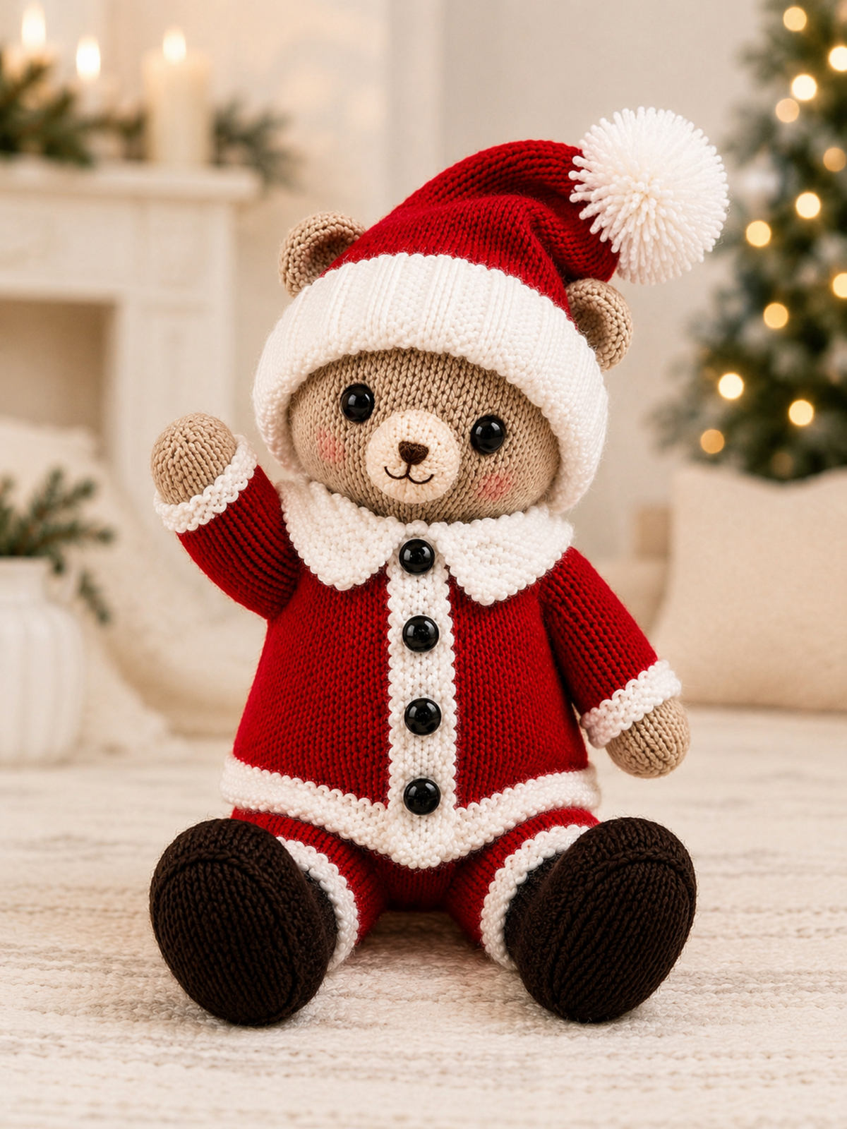 Blueboo Santa Bear Toy Knitting Pattern PDF Christmas Decor DK 28cm