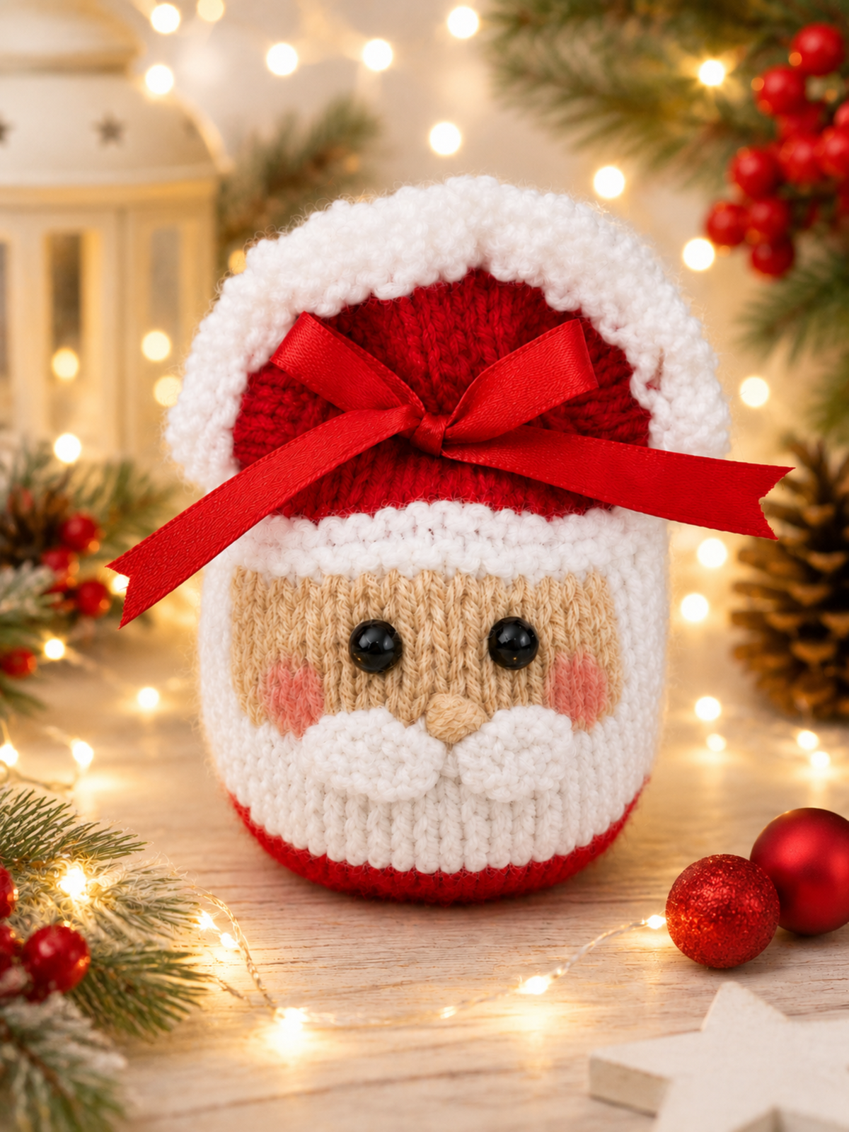 Santa Chocolate Orange Cover Knitting Pattern PDF Christmas Gift Bag DK