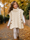 Childs Cable Tabard Poncho Knitting Pattern Super Chunky Girls Vest Ages 1–15 Years PDF Download