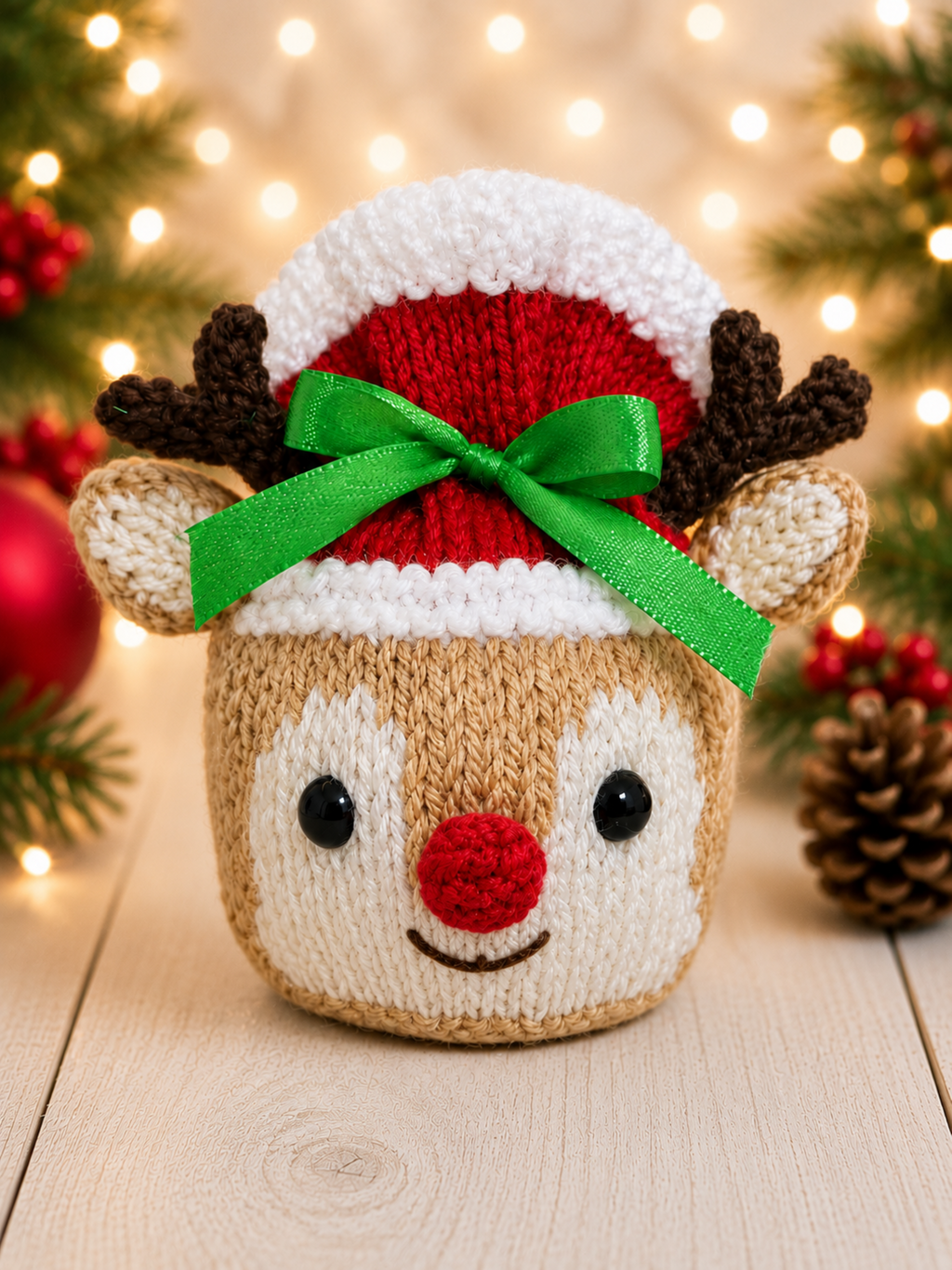 Reindeer Chocolate Orange Cover Knitting Pattern PDF Christmas Gift Bag PDF