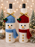 Snowman Wine Bottle Cover Knitting Pattern PDF Christmas Gift Bag DK