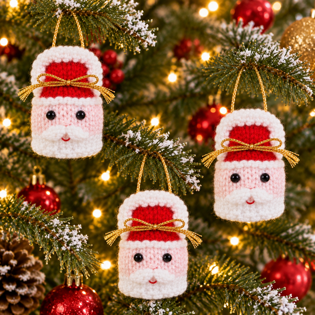 Santa Ferrero Rocher Cover Knitting Pattern PDF Christmas Tree Decoration DK
