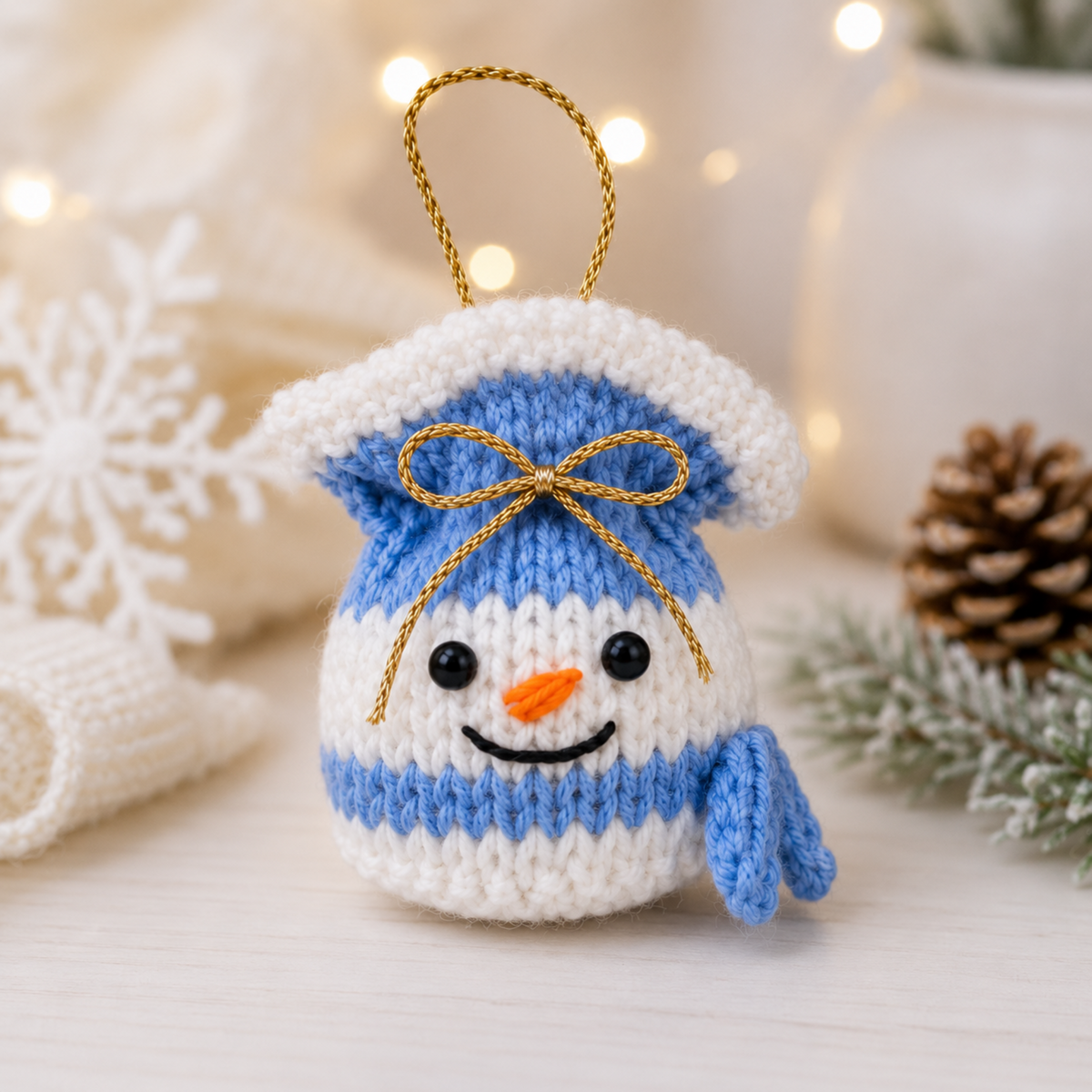 Snowman Ferrero Rocher Cover Knitting Pattern PDF Christmas Tree Decoration DK
