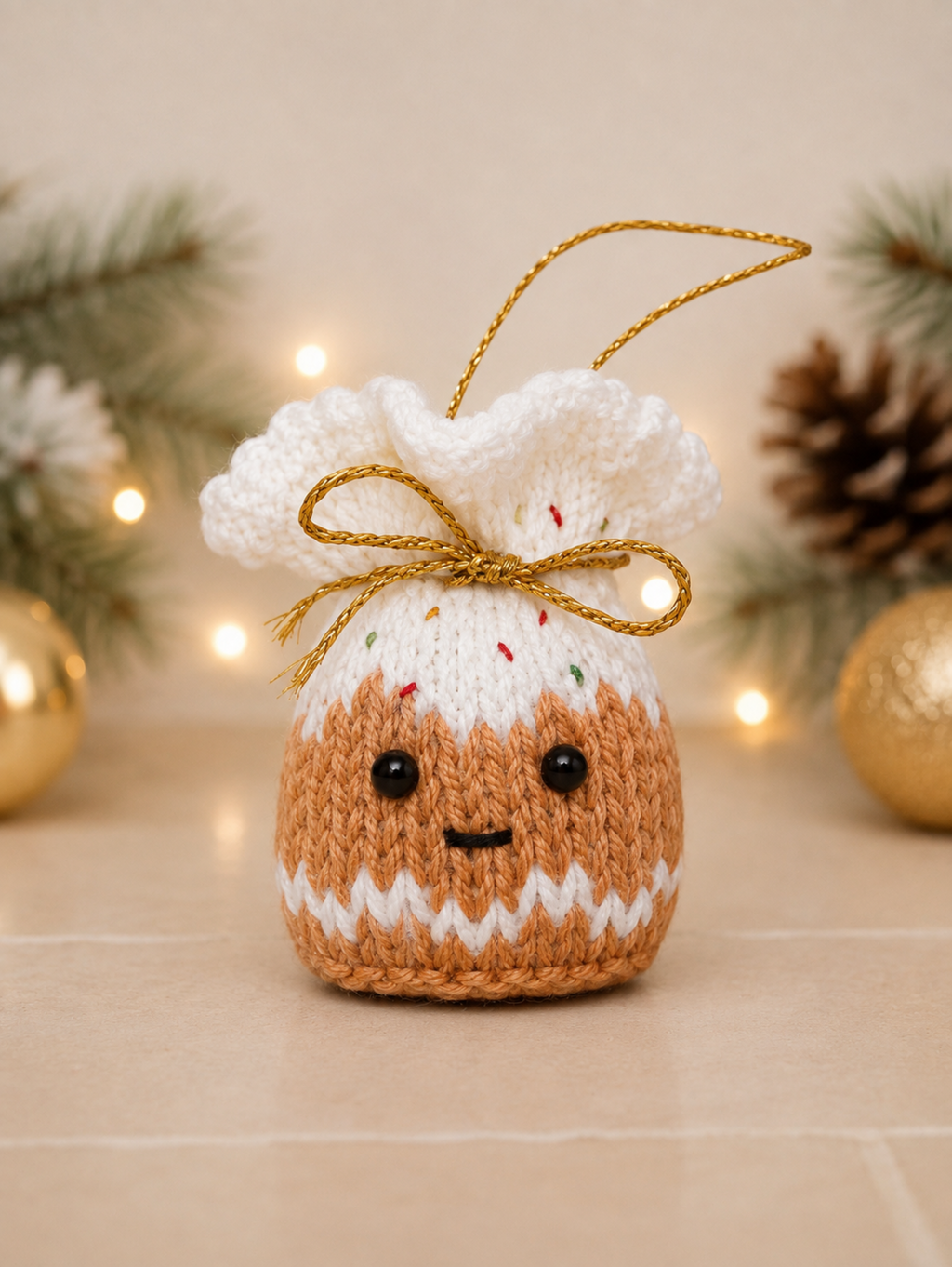 Gingerbread Man Ferrero Rocher Cover Knitting Pattern PDF Christmas Tree Decoration