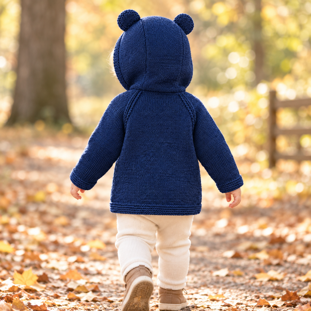 Easy Knit Bear Ears Hooded Cardigan Knitting Pattern PDF Age 3 mths - 4 Years