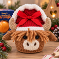 Highland Cow Chocolate Orange Cover Knitting Pattern PDF Christmas Gift Bag DK