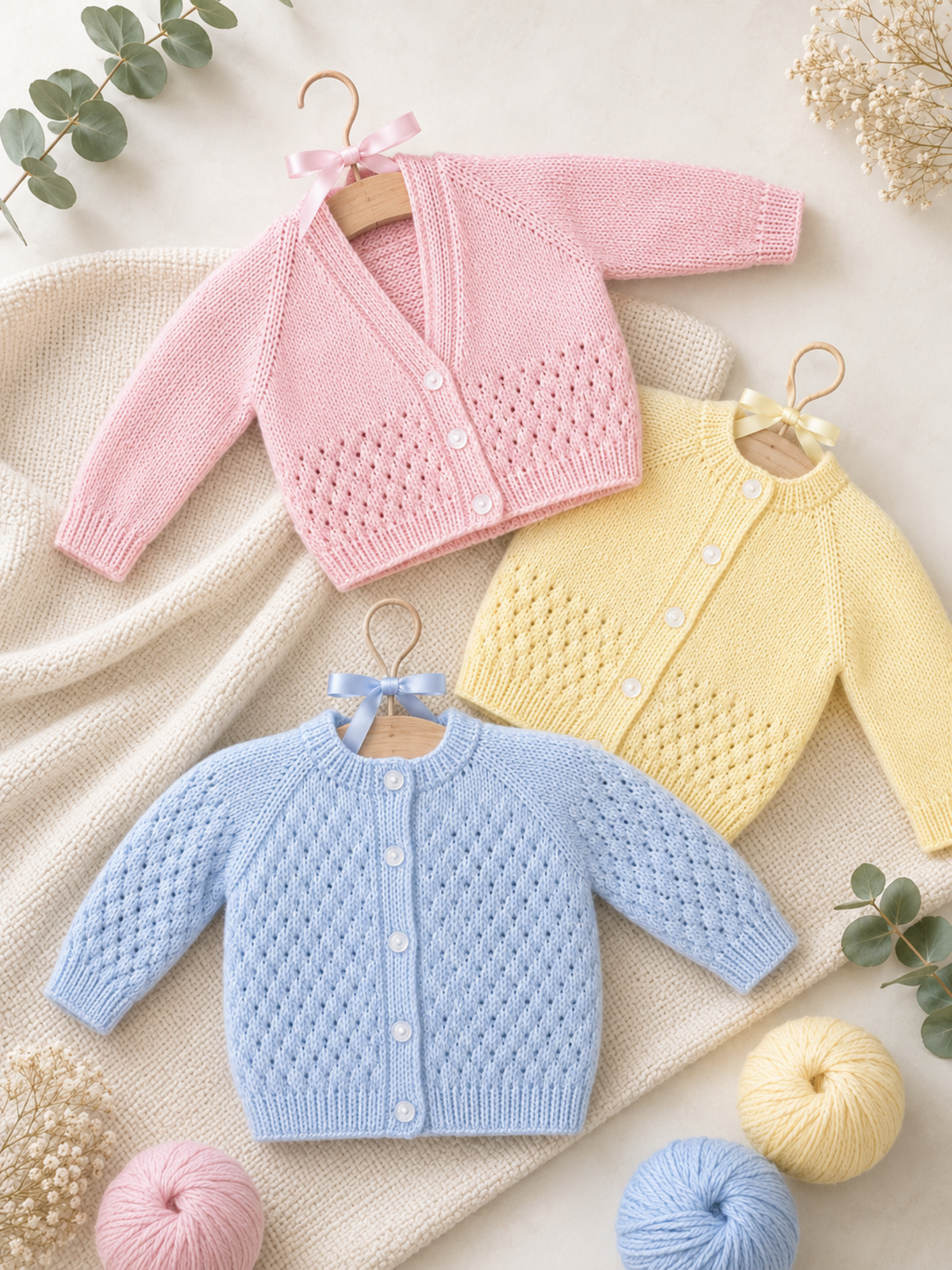 Easy Knit Baby Cardigan Knitting Pattern PDF DK Age 0 - 12 months