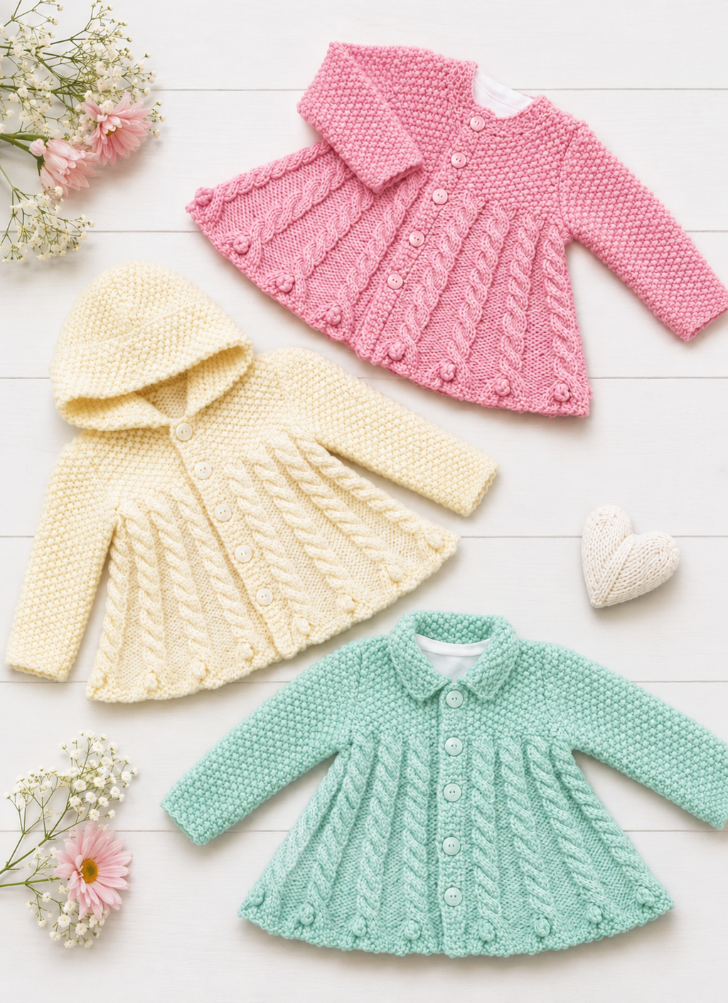 Baby & Child Chunky Cable Coat Knitting Pattern PDF - 0-6 Years