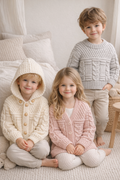 Aran Hooded Jacket Cable Sweater Cardigan Jumper PDF Knitting Pattern Boys Girls 18 - 32" Age 3mths - 12 years