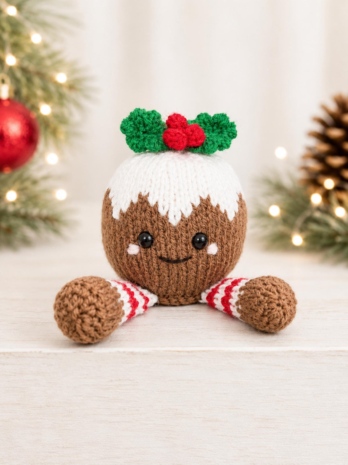 Cute Christmas Pudding Chocolate Orange Cover Knitting Pattern PDF Xmas Food Cosy DK 8ply Download