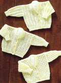 Baby Lace Cardigan Knitting Pattern PDF Three V-Neck DK Designs Age 0 - 2 years Download