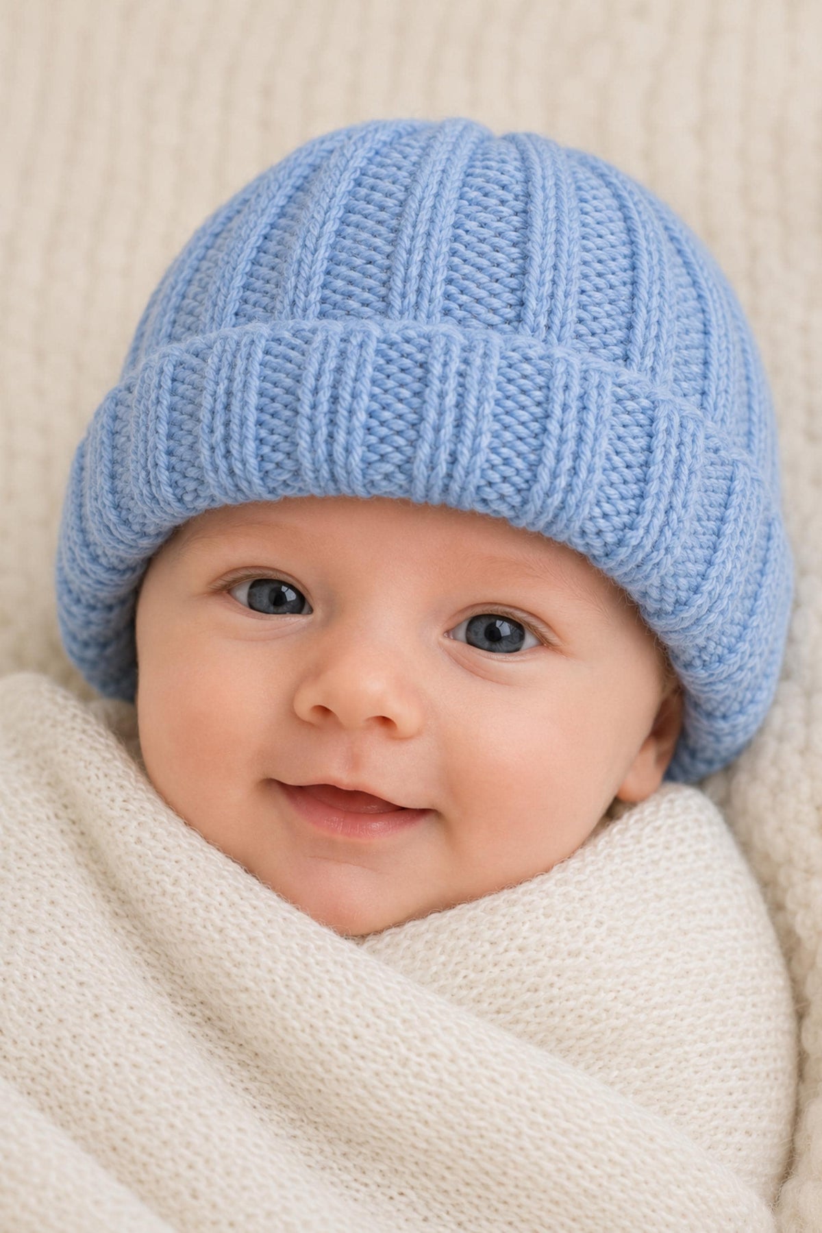 Easy Baby Beanie Hat Knitting Pattern PDF Flat Knit Rib & Striped Premature - 2yr Download