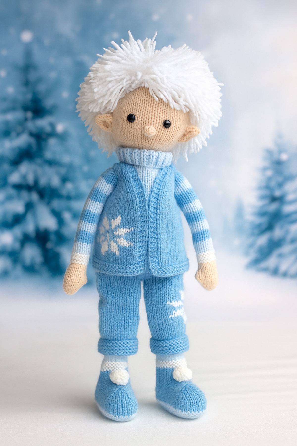 Jack Frost Toy Knitting Pattern PDF Winter Boy Doll 48cm